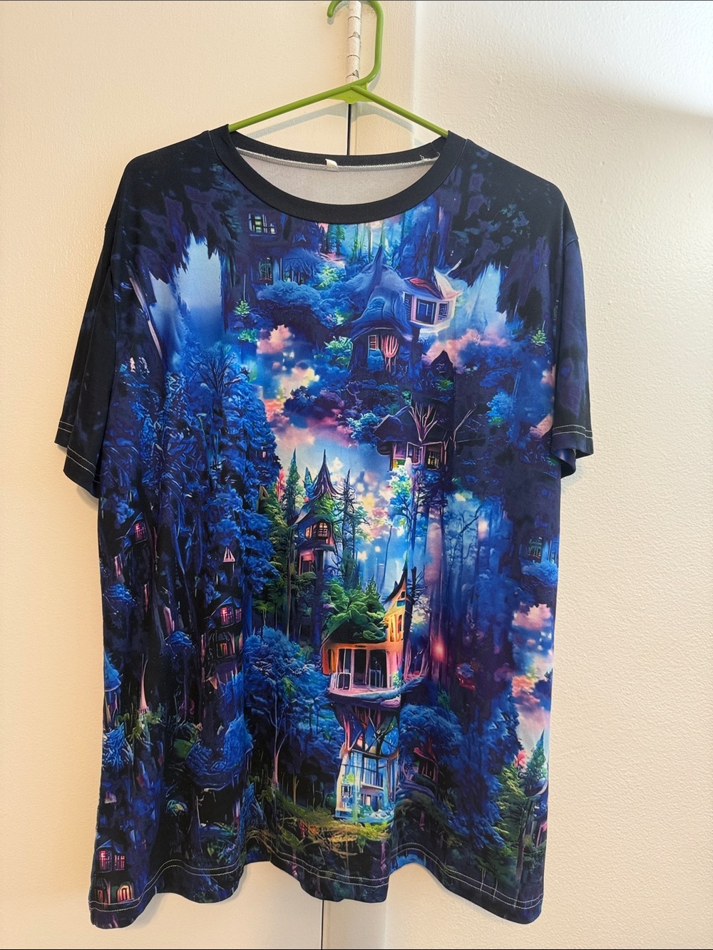 Men's Blue Fantasy Forest Graphic Tee